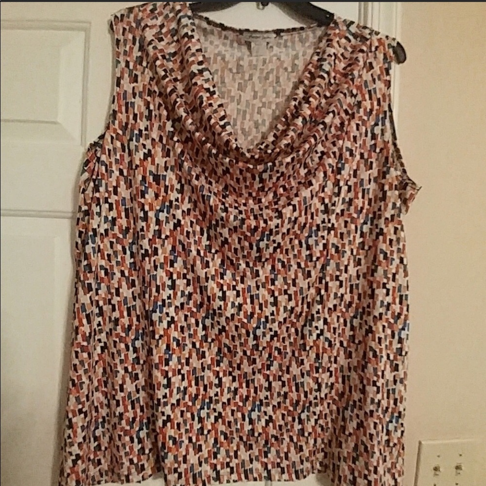 Sleeveless dress shirt with cowl neck - 3X